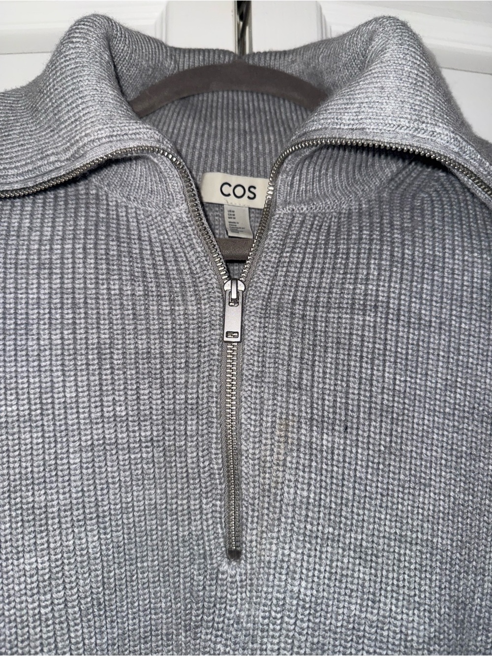 COS Light Gray Ribbed Half-Zip Sweater - Picture 2 of 9